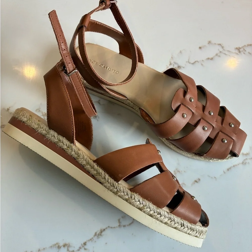 Vince Camuto Tan Leather Espadrilles size 9.5